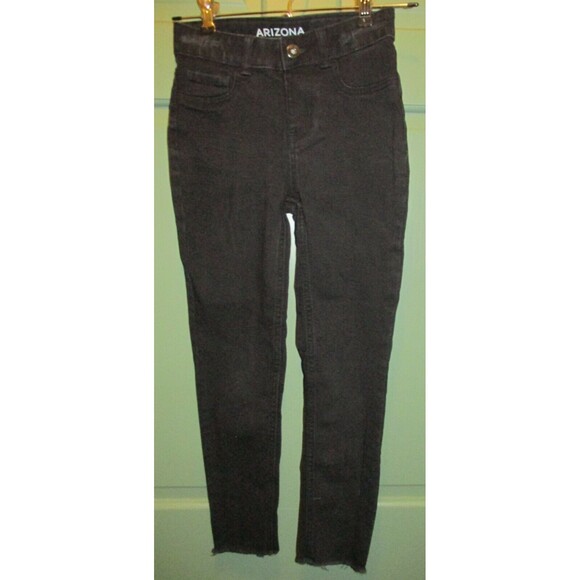 Arizona Jean Girls Black Regular Frayed Hem Adjustable Waist Jeggings Size 7 - Picture 1 of 9